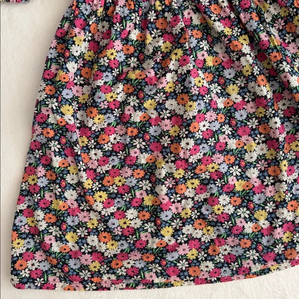 Gap Kids | Smocked Floral Print Puff Sleeve Cotton Dress 813739 Blue/Pink (L/10) - Picture 6 of 16